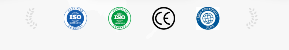 ISO and CE certification marks